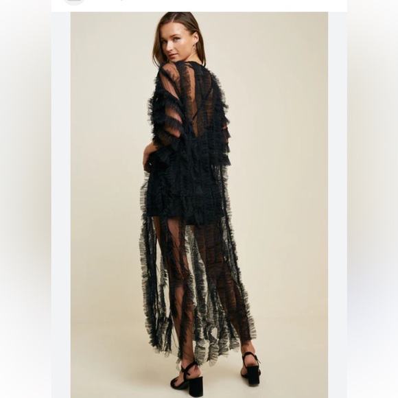 NWT Hayden Los Angeles Black sheer tulle Kimono Duster, coat  size M/L NEW - Picture 1 of 6